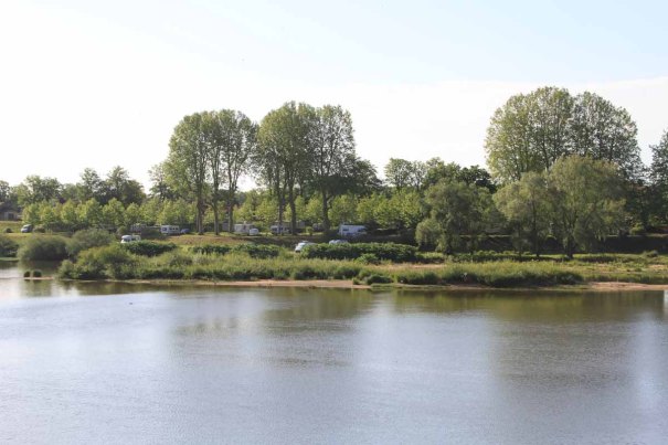 Campsite from opposite bank of the Loire