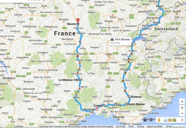Route to Nevers