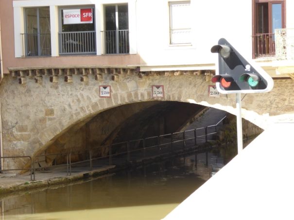 Traffic Lights on the Canal. Mavis would just fit under here.