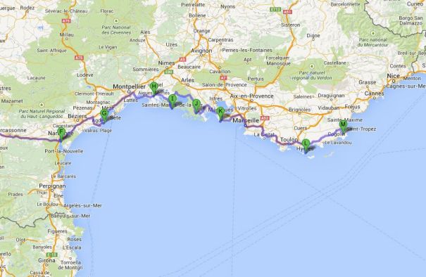 Track along the south of France