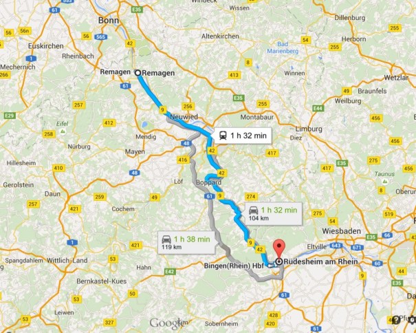 Route to Rüdesheim
